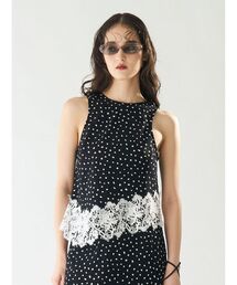 LAGUNAMOON | ストライプドットレースアメスリアシメブラウス 【セットアップ対応】【夏服】(シャツ/ブラウス)