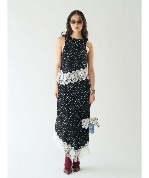 LAGUNAMOON（ラグナムーン）の「ストライプドットレースアメスリアシメブラウス　【セットアップ対応】【夏服】（シャツ/ブラウス・レディース・ブルー/ブラック・FREE）」の9枚目の写真