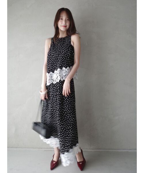 LAGUNAMOON（ラグナムーン）の「ストライプドットレースアメスリアシメブラウス　【セットアップ対応】【夏服】（シャツ/ブラウス・レディース・ブルー/ブラック・FREE）」の18枚目の写真
