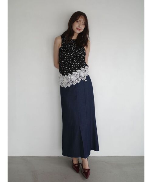 LAGUNAMOON（ラグナムーン）の「ストライプドットレースアメスリアシメブラウス　【セットアップ対応】【夏服】（シャツ/ブラウス・レディース・ブルー/ブラック・FREE）」の20枚目の写真