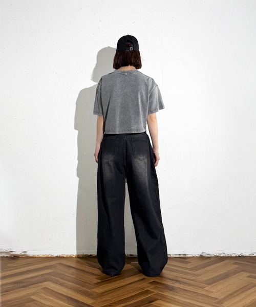 MAISON SELECT(メゾンセレクト)の「6C76 クロップド丈ウォッシュドカットソー(Tシャツ/カットソー・レディース・グレー/ブラック/ブラウン/ベージュ・FREE)」の12枚目の写真