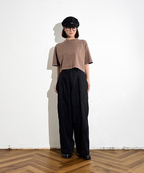 MAISON SELECT(メゾンセレクト)の「6C76 クロップド丈ウォッシュドカットソー(Tシャツ/カットソー・レディース・グレー/ブラック/ブラウン/ベージュ・FREE)」の14枚目の写真