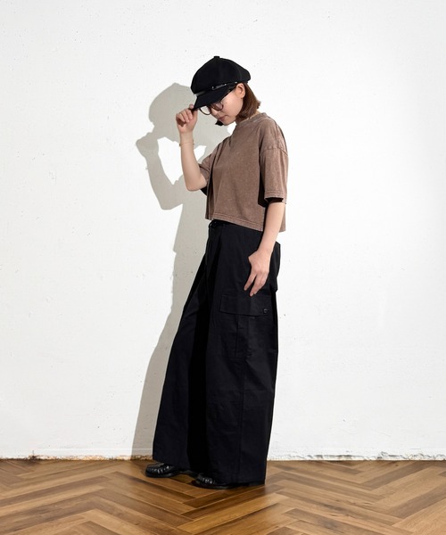 MAISON SELECT(メゾンセレクト)の「6C76 クロップド丈ウォッシュドカットソー(Tシャツ/カットソー・レディース・グレー/ブラック/ブラウン/ベージュ・FREE)」の13枚目の写真