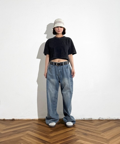 MAISON SELECT(メゾンセレクト)の「6C76 クロップド丈ウォッシュドカットソー(Tシャツ/カットソー・レディース・グレー/ブラック/ブラウン/ベージュ・FREE)」の5枚目の写真