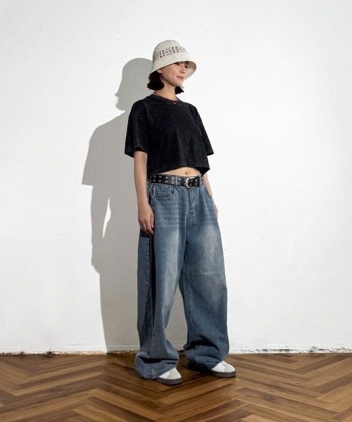 MAISON SELECT(メゾンセレクト)の「6C76 クロップド丈ウォッシュドカットソー(Tシャツ/カットソー・レディース・グレー/ブラック/ブラウン/ベージュ・FREE)」の6枚目の写真