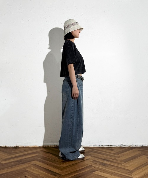 MAISON SELECT(メゾンセレクト)の「6C76 クロップド丈ウォッシュドカットソー(Tシャツ/カットソー・レディース・グレー/ブラック/ブラウン/ベージュ・FREE)」の7枚目の写真