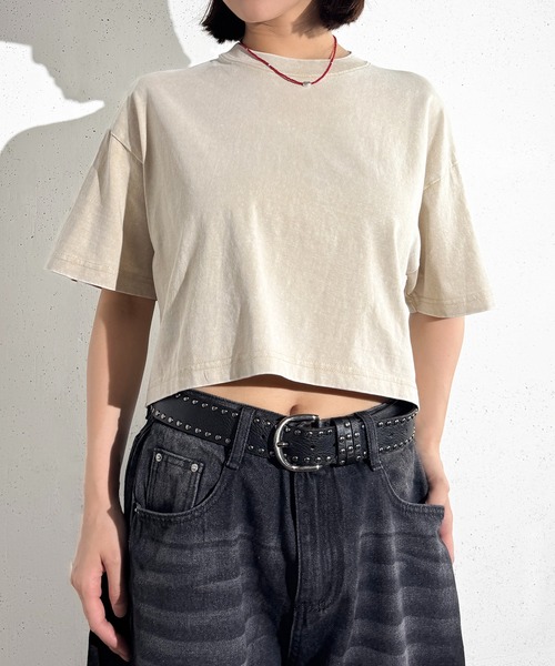 MAISON SELECT(メゾンセレクト)の「6C76 クロップド丈ウォッシュドカットソー(Tシャツ/カットソー・レディース・グレー/ブラック/ブラウン/ベージュ・FREE)」の18枚目の写真