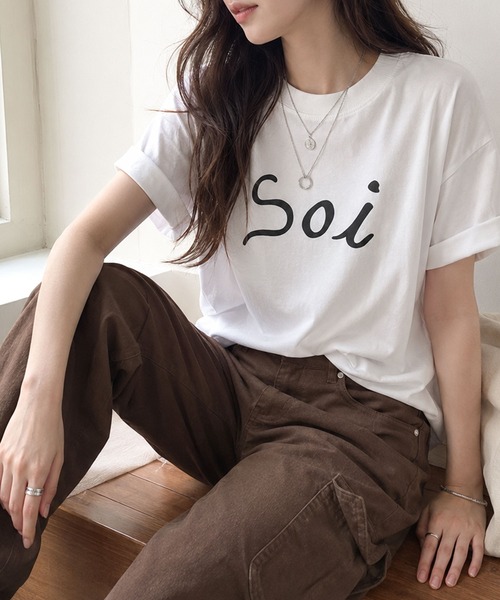 Soi(clothing)(ソイ クロージング)の「【Soi】アーチロゴきれい見えシルケットライクTシャツ(Tシャツ/カットソー・レディース・ホワイト/ブラック/ライトグレー・LARGE/SMALL/MEDIUM)」の8枚目の写真