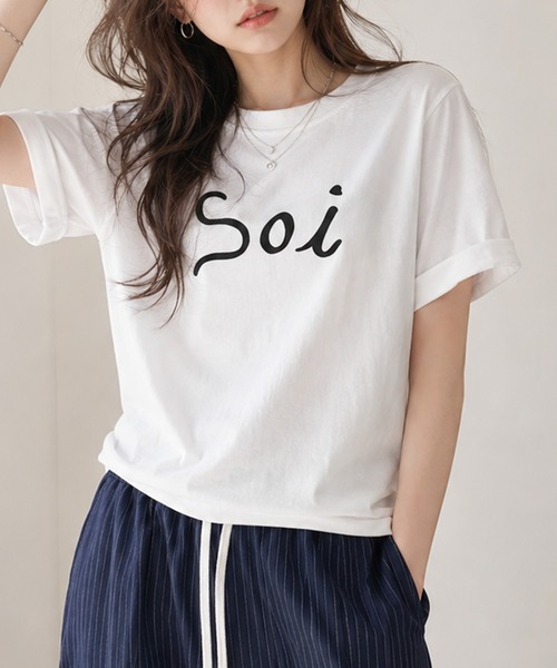Soi(clothing)(ソイ クロージング)の「【Soi】アーチロゴきれい見えシルケットライクTシャツ(Tシャツ/カットソー・レディース・ホワイト/ブラック/ライトグレー・LARGE/SMALL/MEDIUM)」の9枚目の写真