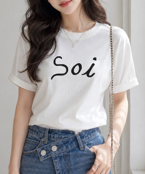 Soi(clothing)(ソイ クロージング)の「【Soi】アーチロゴきれい見えシルケットライクTシャツ(Tシャツ/カットソー・レディース・ホワイト/ブラック/ライトグレー・LARGE/SMALL/MEDIUM)」の11枚目の写真