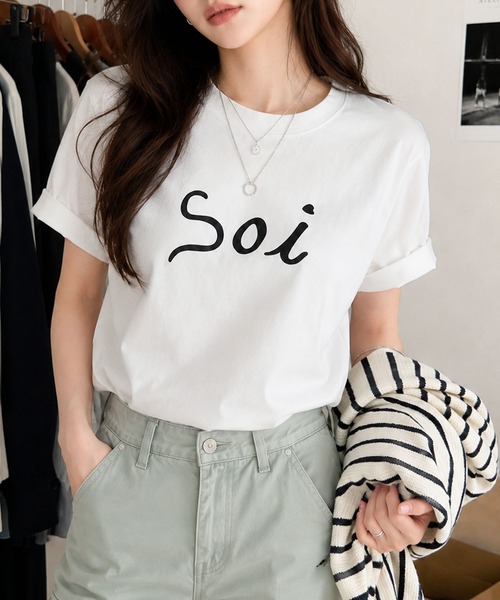 Soi(clothing)(ソイ クロージング)の「【Soi】アーチロゴきれい見えシルケットライクTシャツ(Tシャツ/カットソー・レディース・ホワイト/ブラック/ライトグレー・LARGE/SMALL/MEDIUM)」の12枚目の写真