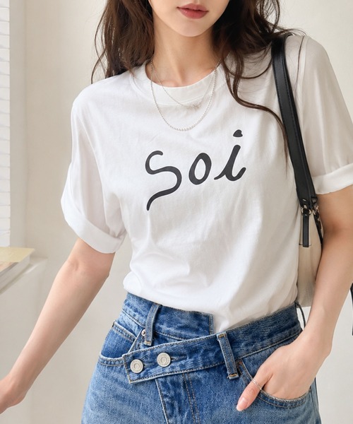 Soi(clothing)(ソイ クロージング)の「【Soi】アーチロゴきれい見えシルケットライクTシャツ(Tシャツ/カットソー・レディース・ホワイト/ブラック/ライトグレー・LARGE/SMALL/MEDIUM)」の13枚目の写真