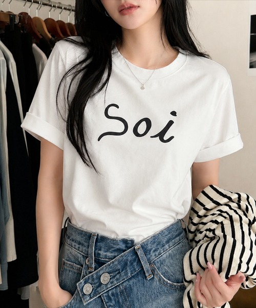 Soi(clothing)(ソイ クロージング)の「【Soi】アーチロゴきれい見えシルケットライクTシャツ(Tシャツ/カットソー・レディース・ホワイト/ブラック/ライトグレー・LARGE/SMALL/MEDIUM)」の4枚目の写真