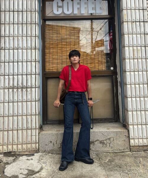 HYOJI(ヒョージ)の「26 SS ウォッシャブルリネンVネッククロップニット(6カラー)(ニット/セーター・メンズ・ブラック/チャコール/グレー/ネイビー/クリーム/レッド・M/L/XL)」の18枚目の写真