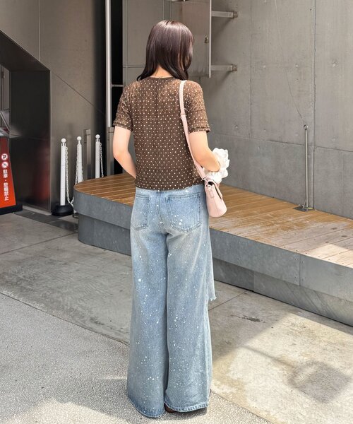 CIAOPANIC(チャオパニック)の「フロントシャーリングドット柄トップス(Tシャツ/カットソー・レディース・ホワイト/ブラウン・FREE)」の11枚目の写真