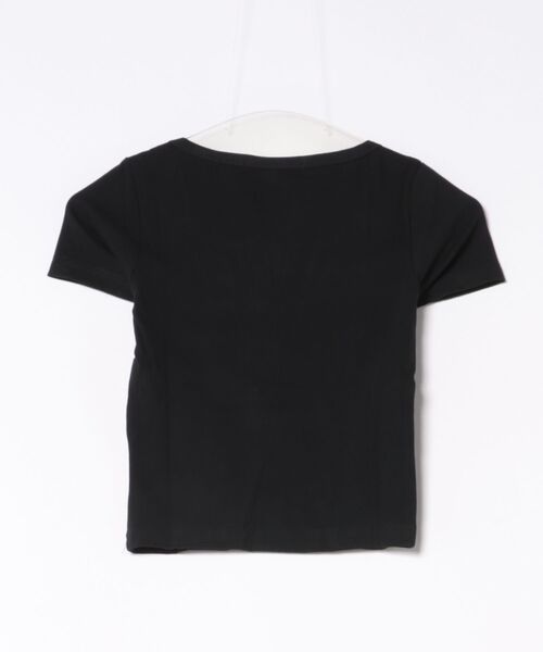 MEMECLE(メメクル)の「【 MEMECLE / メメクル 】ヘンリーネック シンプルトップス 半袖(Tシャツ/カットソー・レディース・ブラック/ホワイト・MEDIUM/SMALL)」の3枚目の写真