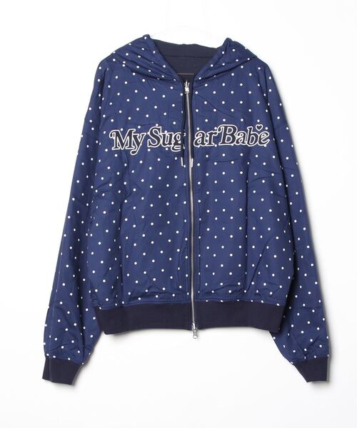 My sugar Babe（マイシュガーベイブ）の「reversible zip hoodie（スウェット・メンズ・グレー系/ネイビー系・LARGE/MEDIUM）」の6枚目の写真