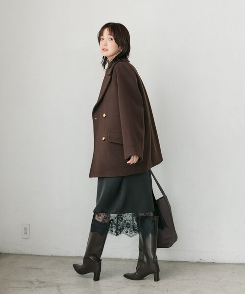 RIVE DROITE(リヴドロワ)の「【リバイバル/新色追加】ラグランPコート(オフィスカジュアル/秋服/冬服)(ピーコート・レディース・ベージュ/ブラウン/ネイビー・38/36)」の5枚目の写真