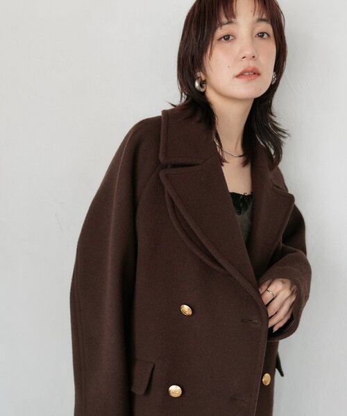 RIVE DROITE(リヴドロワ)の「【リバイバル/新色追加】ラグランPコート(オフィスカジュアル/秋服/冬服)(ピーコート・レディース・ベージュ/ブラウン/ネイビー・38/36)」の12枚目の写真