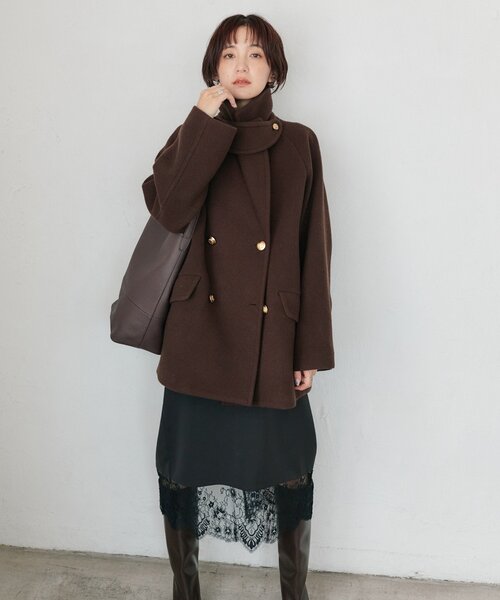 RIVE DROITE(リヴドロワ)の「【リバイバル/新色追加】ラグランPコート(オフィスカジュアル/秋服/冬服)(ピーコート・レディース・ベージュ/ブラウン/ネイビー・38/36)」の13枚目の写真