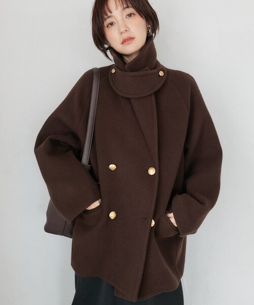 RIVE DROITE(リヴドロワ)の「【リバイバル/新色追加】ラグランPコート(オフィスカジュアル/秋服/冬服)(ピーコート・レディース・ベージュ/ブラウン/ネイビー・38/36)」の14枚目の写真