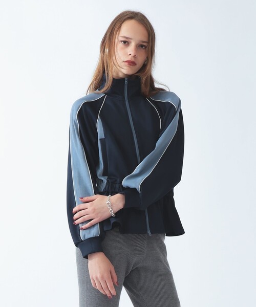 Ray BEAMS(レイビームス)の「ペプラム トラック ジャケット(ジャージ・レディース・ネイビー/ワイン・ONE SIZE)」の6枚目の写真