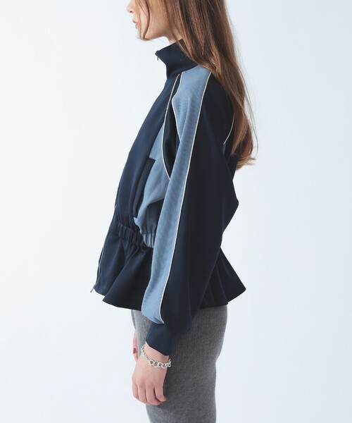 Ray BEAMS(レイビームス)の「ペプラム トラック ジャケット(ジャージ・レディース・ネイビー/ワイン・ONE SIZE)」の9枚目の写真