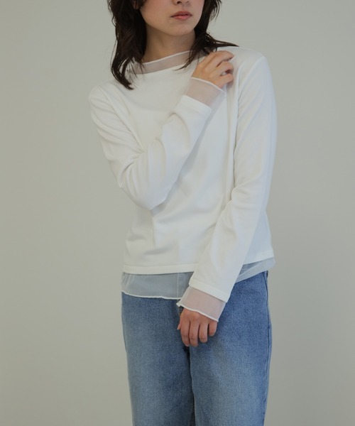 LYORI(リオリ)の「シアーレイヤード ロングTシャツ(Tシャツ/カットソー・レディース・ホワイト/ブラック・FREE)」の11枚目の写真