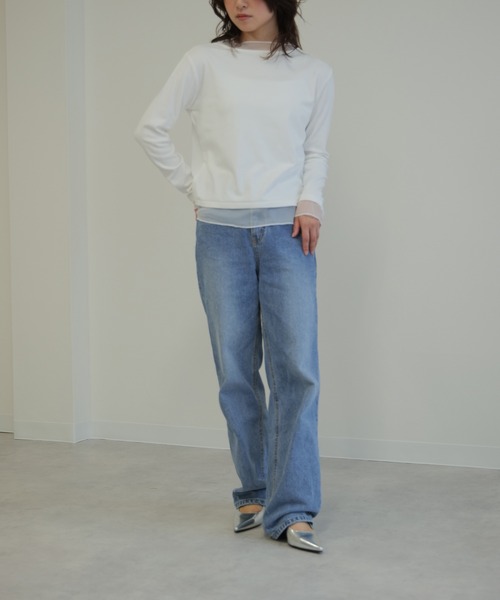 LYORI(リオリ)の「シアーレイヤード ロングTシャツ(Tシャツ/カットソー・レディース・ホワイト/ブラック・FREE)」の12枚目の写真