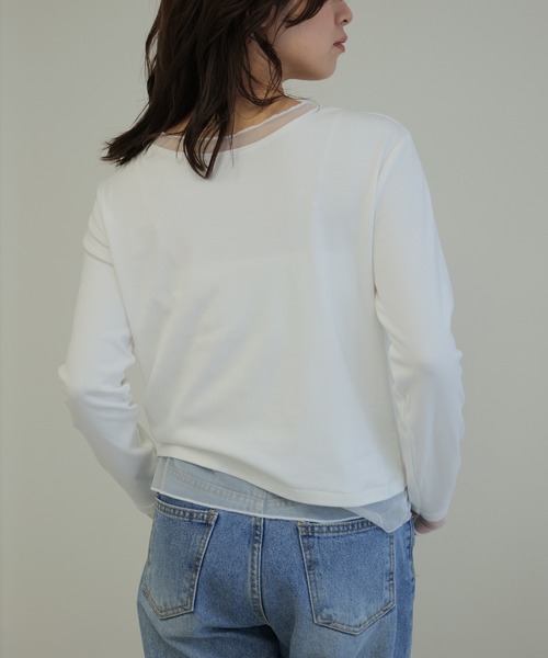 LYORI(リオリ)の「シアーレイヤード ロングTシャツ(Tシャツ/カットソー・レディース・ホワイト/ブラック・FREE)」の6枚目の写真