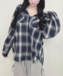 【WEB限定】フードビッグチェック柄シャツ