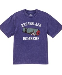 Ol' Basics(オール・ベーシックス) 半袖Tシャツ ヴィンテージライク バイオウォッシュ ミサイルイラスト ひび割れ クラックプリント Tシャツ 半袖 トップス カットソー アメカジ カジュアル レディース ユニセックス