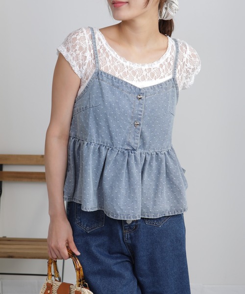 pumpkin port(パンプキンポート)の「ストレッチレース半袖カットソー(Tシャツ/カットソー・レディース・ベージュ/ホワイト・M)」の9枚目の写真