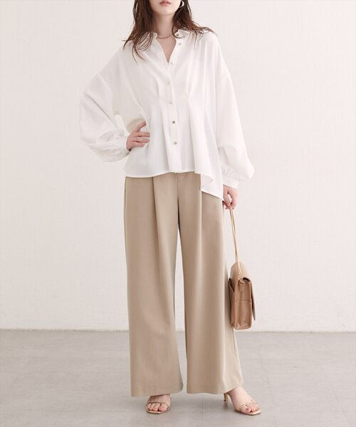 natural couture(ナチュラルクチュール)の「【sherbet line】ウエストタック2WAY袖ブラウス(シャツ/ブラウス・レディース・ライトグレー/オフホワイト/ドット/ブラウン/ネイビー・FREE)」の10枚目の写真