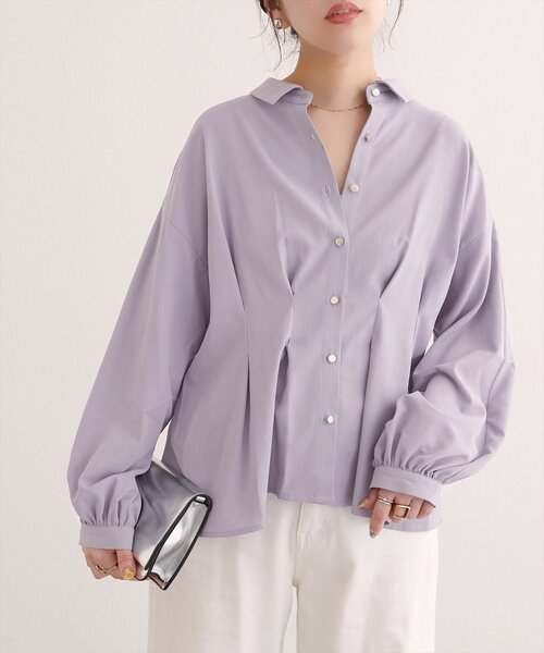 natural couture(ナチュラルクチュール)の「【sherbet line】ウエストタック2WAY袖ブラウス(シャツ/ブラウス・レディース・ライトグレー/オフホワイト/ドット/ブラウン/ネイビー・FREE)」の22枚目の写真