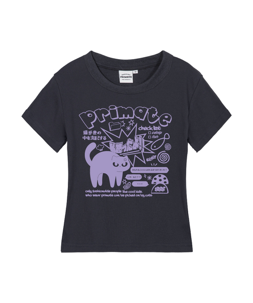 PRIMATE(プライメイト)の「MAD CAT レディース スリムフィット 半袖Tシャツ 5 COLORS(Tシャツ/カットソー・レディース・ホワイト/ブラック/クリーム/カーキ/チャコール・SMALL/LARGE/MEDIUM)」の3枚目の写真