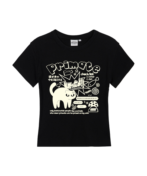PRIMATE(プライメイト)の「MAD CAT レディース スリムフィット 半袖Tシャツ 5 COLORS(Tシャツ/カットソー・レディース・ホワイト/ブラック/クリーム/カーキ/チャコール・SMALL/LARGE/MEDIUM)」の2枚目の写真