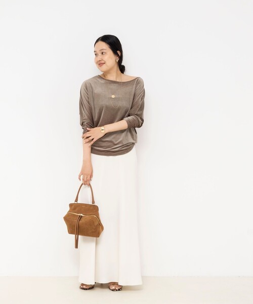NOLLEY’S Sophi(ノーリーズソフィ)の「【BECシリーズ】ウォッシャブルベロアドルマン2WAYプルオーバー(Tシャツ/カットソー・レディース・ブラック/サーモンピンク/カーキ・38)」の4枚目の写真