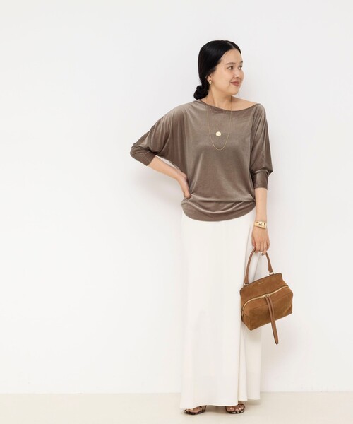 NOLLEY’S Sophi(ノーリーズソフィ)の「【BECシリーズ】ウォッシャブルベロアドルマン2WAYプルオーバー(Tシャツ/カットソー・レディース・ブラック/サーモンピンク/カーキ・38)」の5枚目の写真