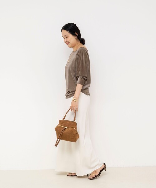 NOLLEY’S Sophi(ノーリーズソフィ)の「【BECシリーズ】ウォッシャブルベロアドルマン2WAYプルオーバー(Tシャツ/カットソー・レディース・ブラック/サーモンピンク/カーキ・38)」の6枚目の写真