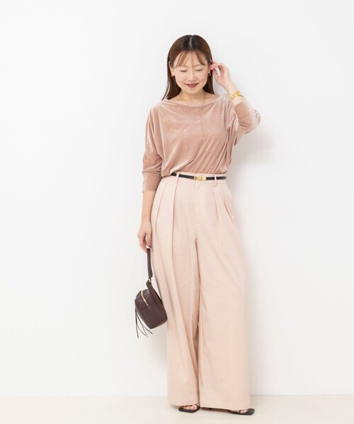 NOLLEY’S Sophi(ノーリーズソフィ)の「【BECシリーズ】ウォッシャブルベロアドルマン2WAYプルオーバー(Tシャツ/カットソー・レディース・ブラック/サーモンピンク/カーキ・38)」の12枚目の写真