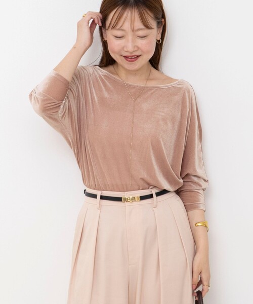 NOLLEY’S Sophi(ノーリーズソフィ)の「【BECシリーズ】ウォッシャブルベロアドルマン2WAYプルオーバー(Tシャツ/カットソー・レディース・ブラック/サーモンピンク/カーキ・38)」の16枚目の写真