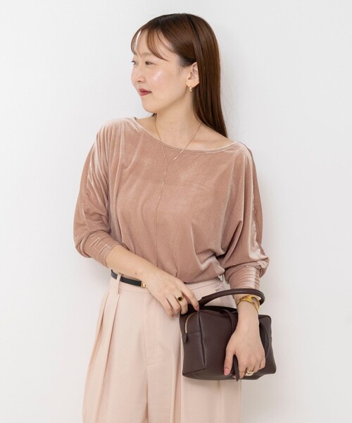 NOLLEY’S Sophi(ノーリーズソフィ)の「【BECシリーズ】ウォッシャブルベロアドルマン2WAYプルオーバー(Tシャツ/カットソー・レディース・ブラック/サーモンピンク/カーキ・38)」の17枚目の写真