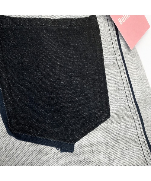 Belle Cie(ベルシー)の「リバース仕様ワイドデニムパンツ 裏黒バイカラー ハイウエスト ストリート 大きいサイズ対応(デニムパンツ・レディース・ライトグレー・S/L/XL/XXXL)」の10枚目の写真