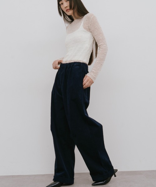 HANNE(アン)の「コーデュロイロールアップカーブパンツ(その他パンツ・レディース・ベージュ/ネイビー・S/M)」の4枚目の写真