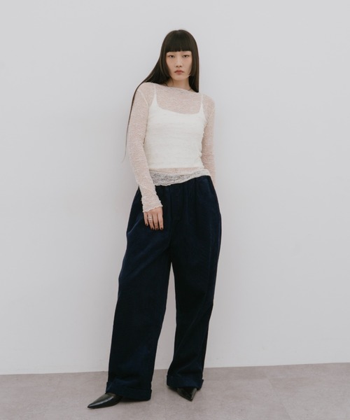 HANNE(アン)の「コーデュロイロールアップカーブパンツ(その他パンツ・レディース・ベージュ/ネイビー・S/M)」の6枚目の写真