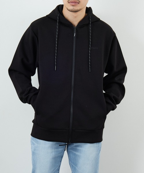 +phenix（プラスフェニックス）の「[＋phenix/プラスフェニックス] 別注 ダンボールニット フードロゴ ジップパーカー（パーカー・メンズ・ブラック/グレー・XL/L/M）」の7枚目の写真