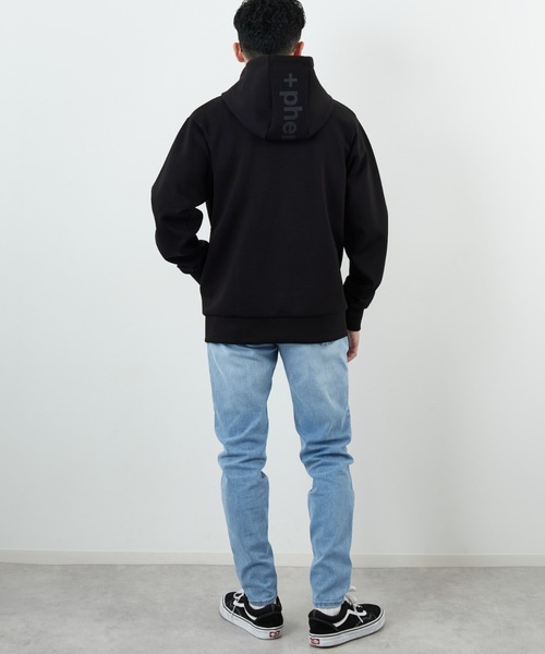 +phenix（プラスフェニックス）の「[＋phenix/プラスフェニックス] 別注 ダンボールニット フードロゴ ジップパーカー（パーカー・メンズ・ブラック/グレー・XL/L/M）」の12枚目の写真