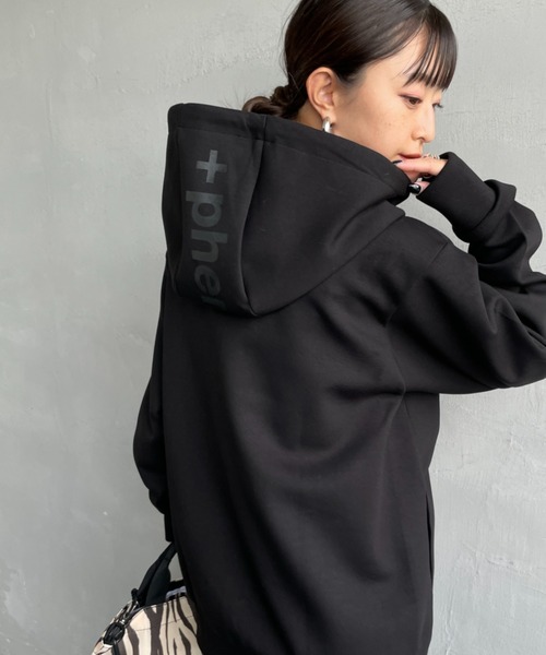 +phenix（プラスフェニックス）の「[＋phenix/プラスフェニックス] 別注 ダンボールニット フードロゴ ジップパーカー（パーカー・メンズ・ブラック/グレー・XL/L/M）」の16枚目の写真