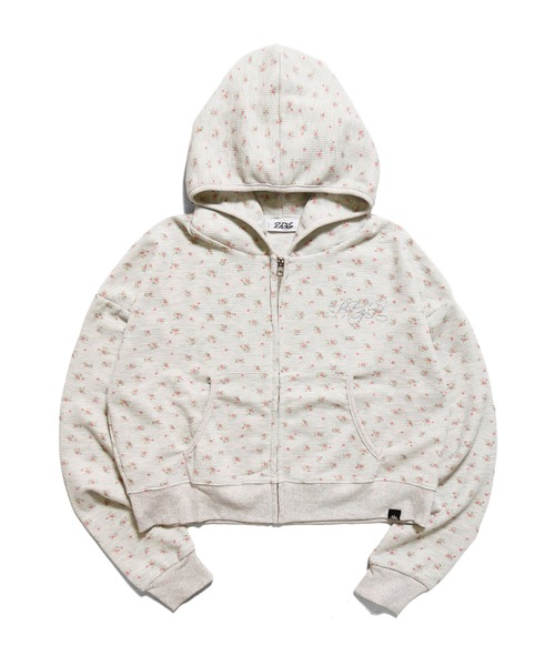 BGL(ビージーエル)の「FLOWER WAFFLE ZIP PARKA / 小花柄 / ワッフル / サーマル / 韓国ストリート / ウィッシュコア ジップパーカー(パーカー・レディース・ネイビー/ホワイト/グレー・FREE)」の8枚目の写真